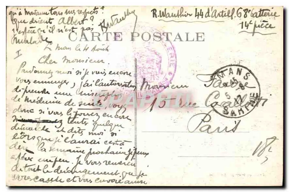 Le Mans — Igreja de Nossa Senhora da Couture e estátua de René Levasseur - Verso