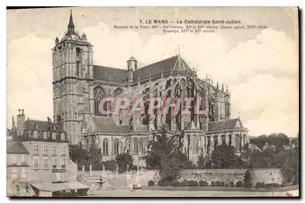 Le Mans — A Catedral de São Julião — Imp. fot. A. Dolbeau, Le Mans - Frente