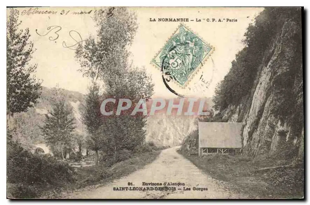 Saint-Leonard-des-Bois — Les Gorges — Alrededores de Alençon — La C.P.A. París - Anverso