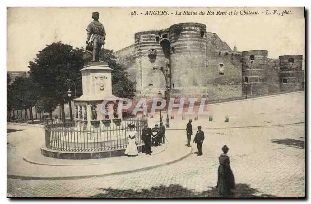 Angers - Die Statue des Königs René und das Schloss - L. V., pbot. - Vorderseite