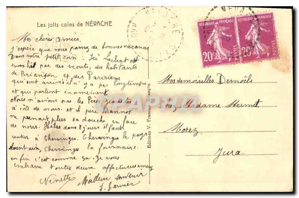 Ovelhas nas Alpes — Editor V. François, Briangon - Verso