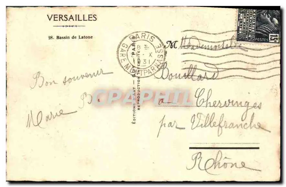 Bacia de Latona — Versailles — Edições G. Guy - Verso
