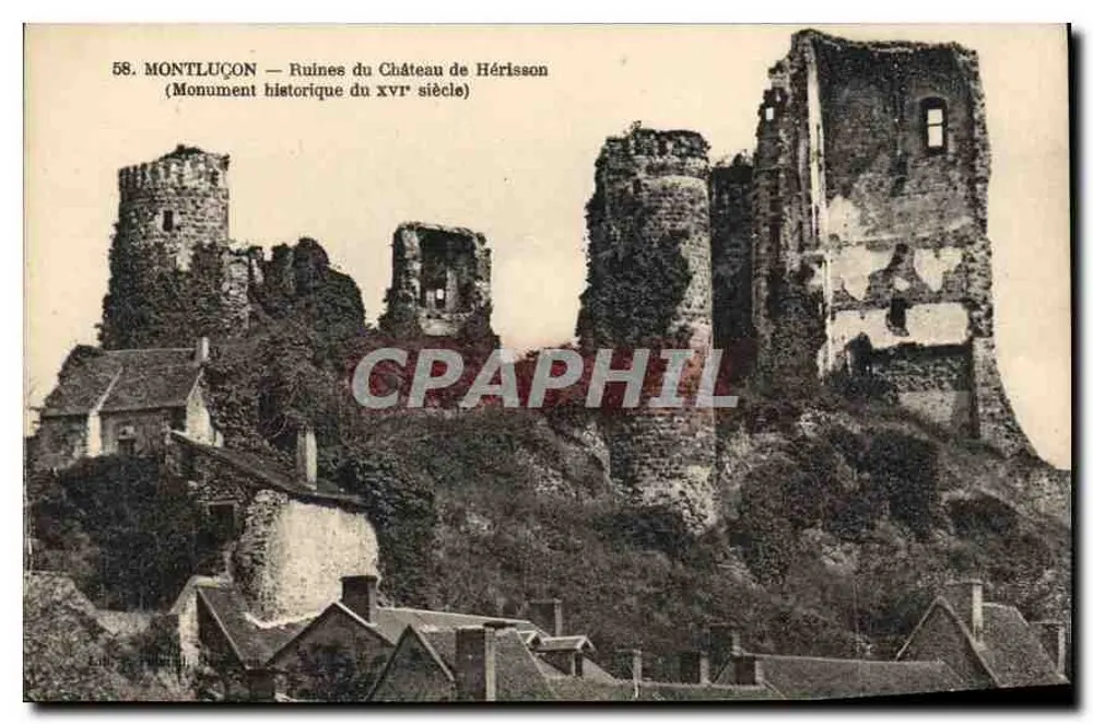 Montluçon — Ruinen des Schlosses Hérisson — Denkmal des 16. Jahrhunderts - Vorderseite