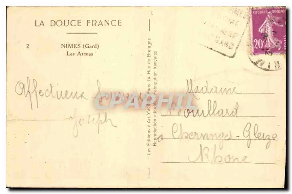 As Arenas de Nîmes — Editor Yvon, n°2 - Verso