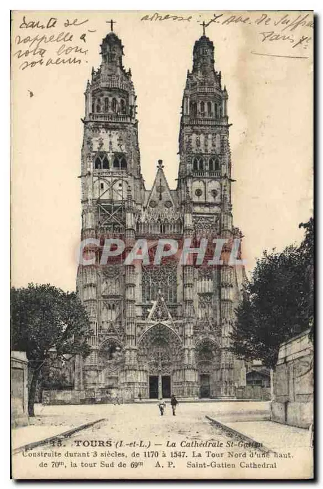 Tours (Loire-et-Loire) — Kathedrale Saint-Gatien — A.P. Kathedrale Saint-Gatien - Vorderseite