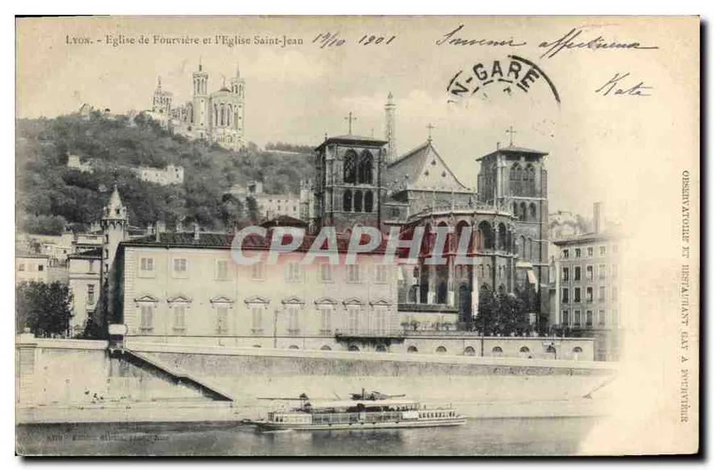 Lyon - Kirche Fourvière und Kirche Saint-Jean — unbekannter Verlag, Seriennummer nicht sichtbar - Vorderseite