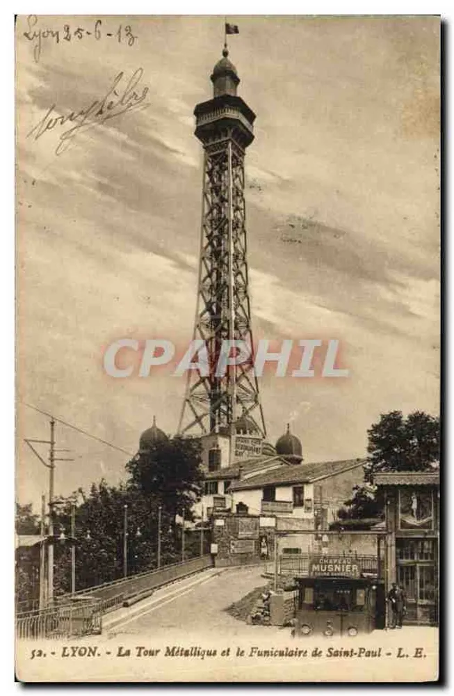 LYON - Die Metalltürme und der Funicular von Saint-Paul - L. E. - Vorderseite