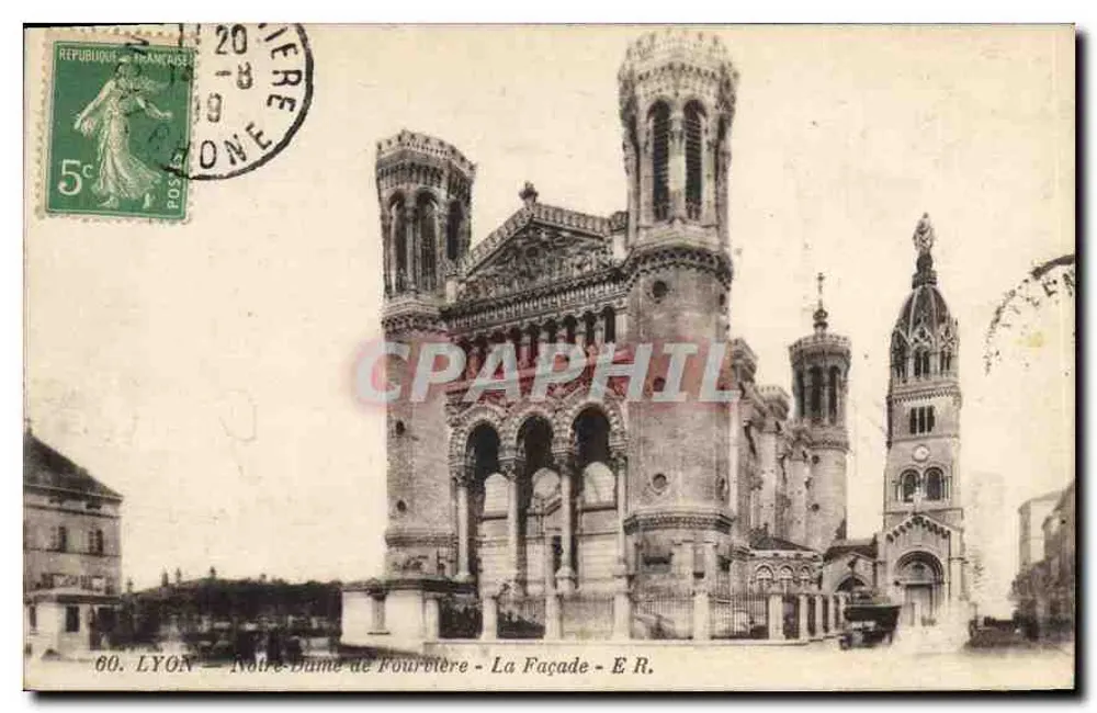 LYON — Basiliek Notre-Dame de Fourvière — De Gezicht — E.R. - Voorkant