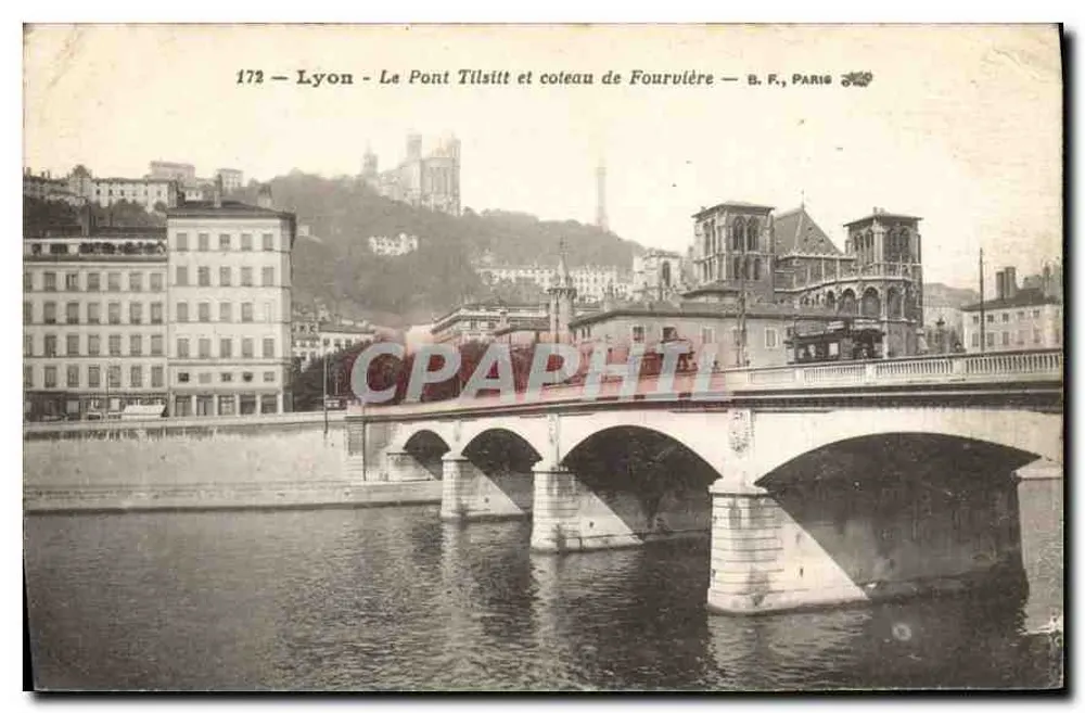 Lyon - Le Pont Tilsitt und Fourvière-Hügel — B. F., PARIS - Vorderseite