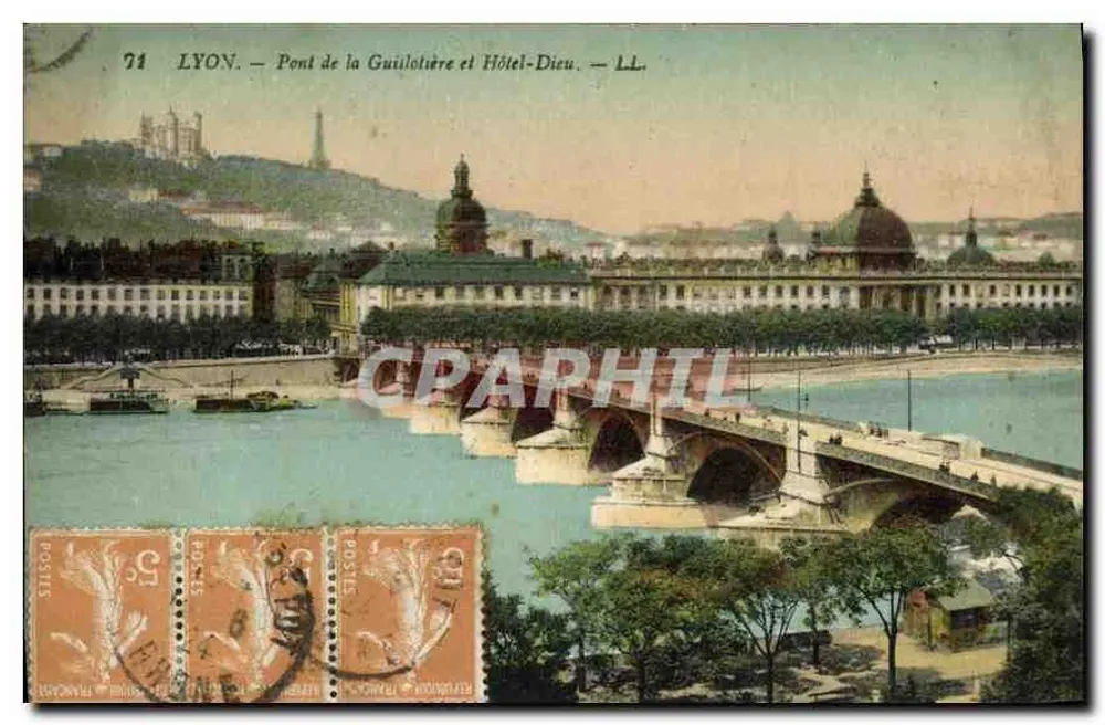 LYON — Pont de la Guillotière und Hôtel-Dieu — LL. - Vorderseite