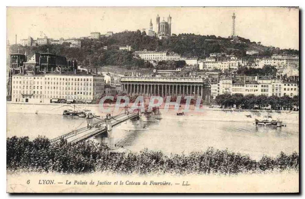 LYON — Das Palast der Justiz und der Fourvière-Hügel — LL. - Vorderseite