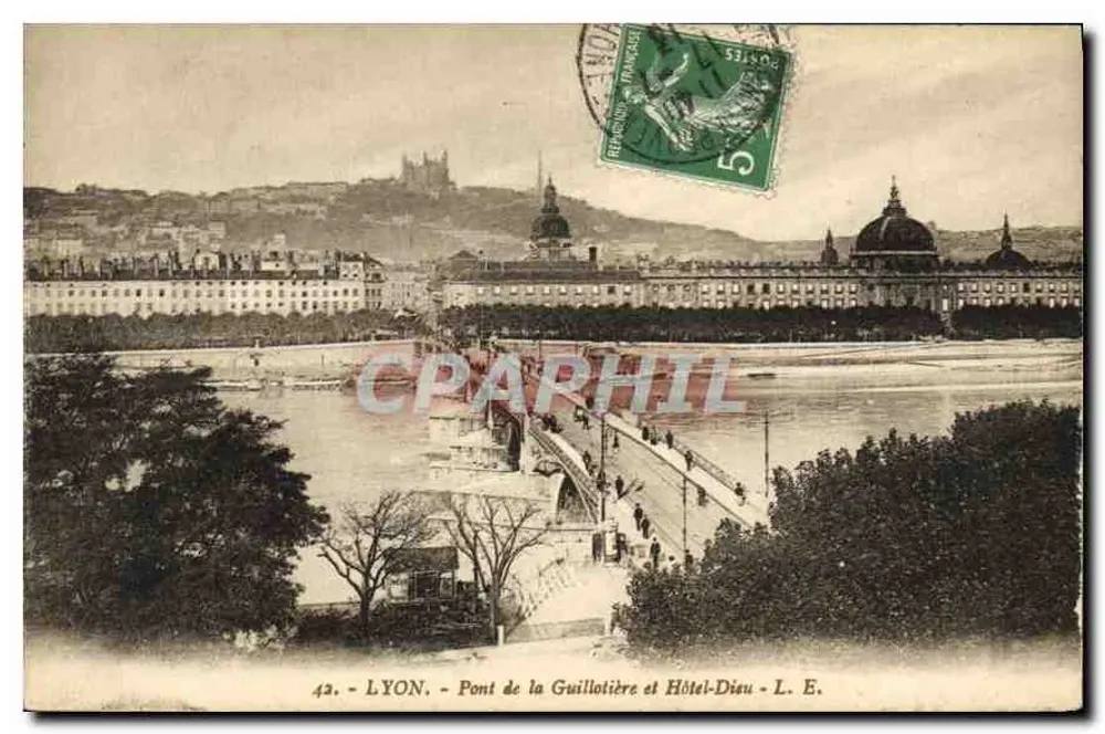 LYON - Brücke Guillotière und Hôtel-Dieu - L. E. - Vorderseite
