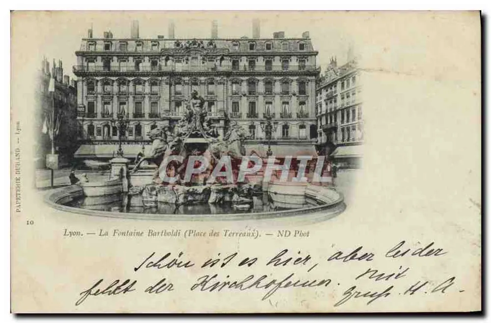 Lyon — Fontäne Bartholdi (Place des Terreaux) — Papeterie Bruhland - Vorderseite