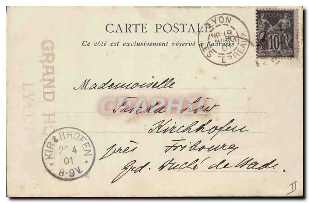 Lyon — Fontäne Bartholdi (Place des Terreaux) — Papeterie Bruhland - Rückseite