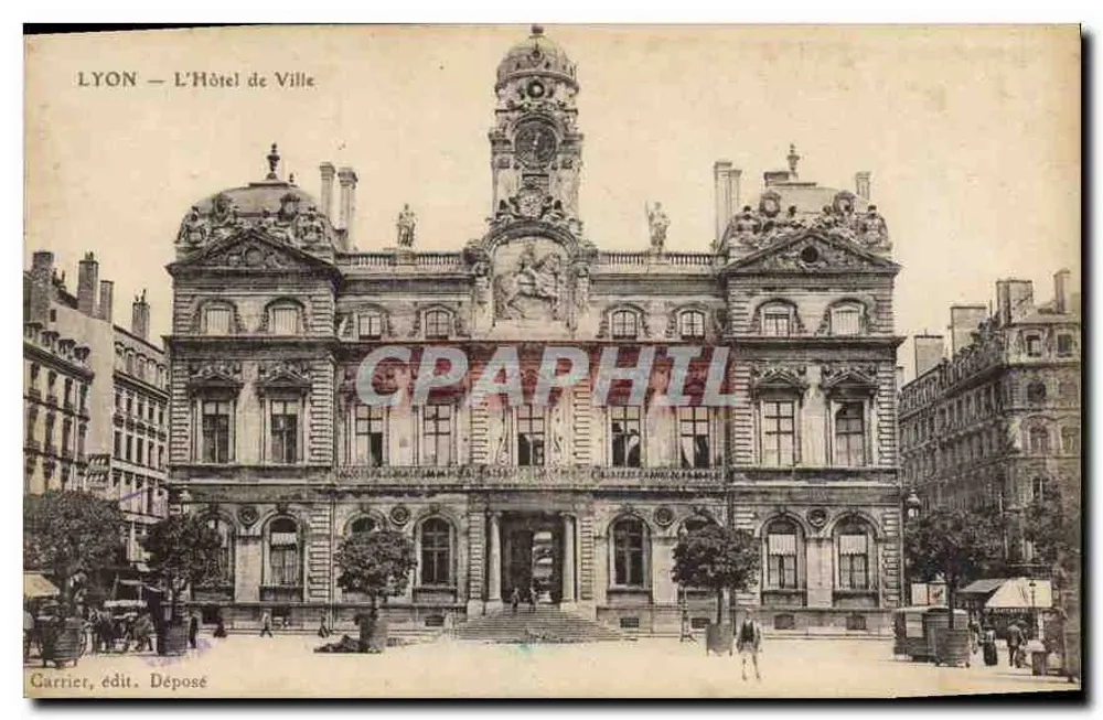 LYON — O Palácio de Ville — Carrier, editor. Depositado - Frente