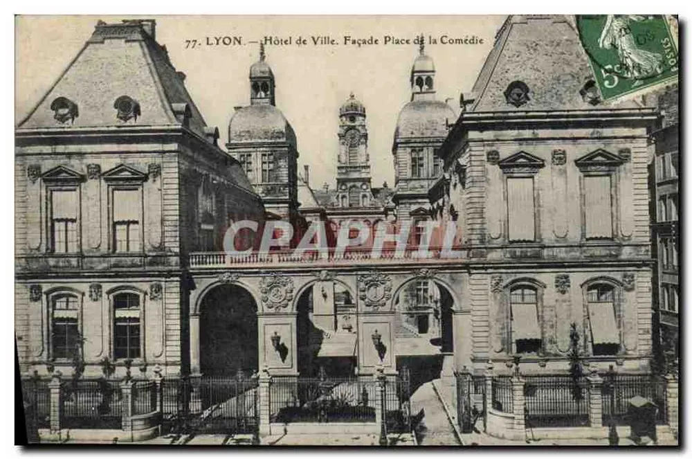 LYON — Rathaus. Fassade der Place de la Comédie — Verleger nicht sichtbar, Seriennummer 77 - Vorderseite