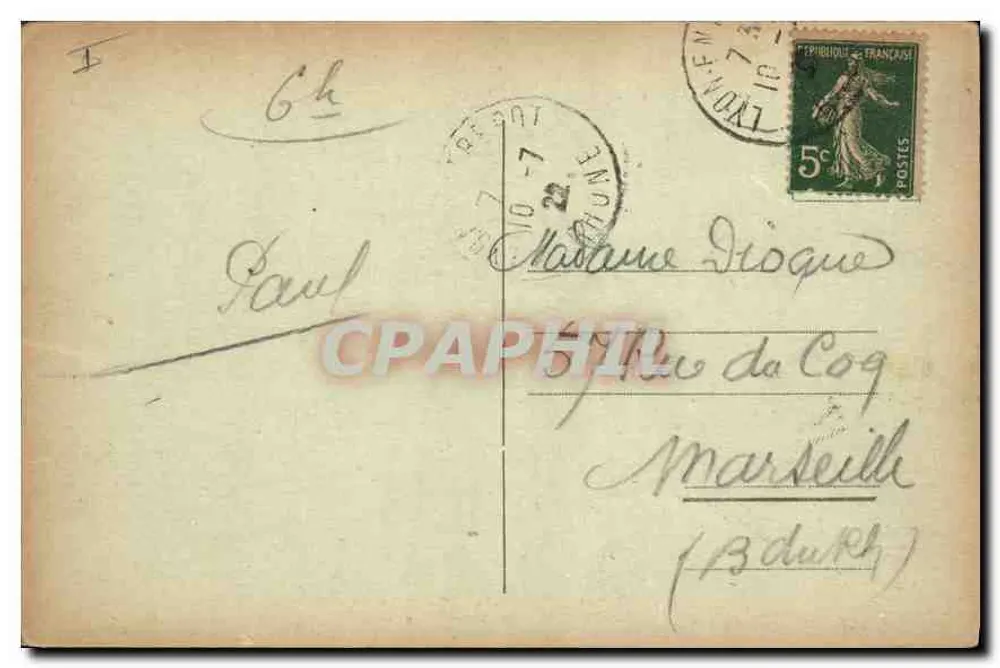 LYON — Fontaine Bartholdi — E.R. n°310 - Verso