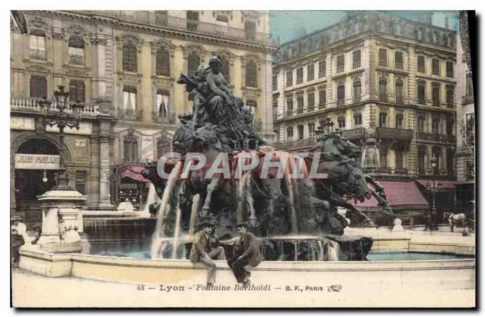 Lyon — Fontaine Bartholdi — B. F., Paris - Frente