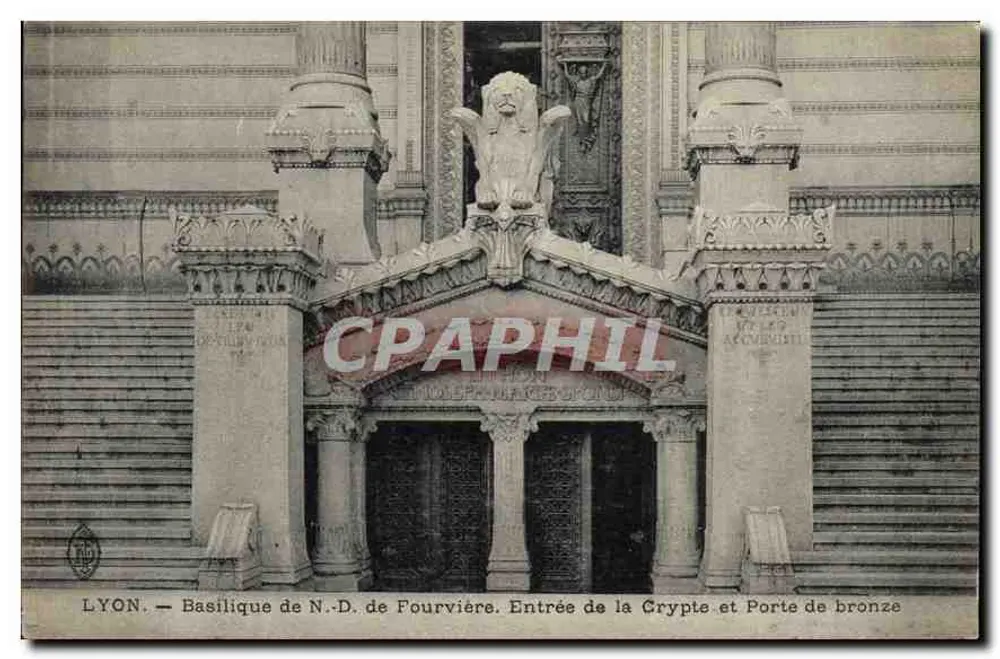LYON — Basilika Notre-Dame de Fourvière. Eingang zur Krypta und Bronze-Tür - Vorderseite