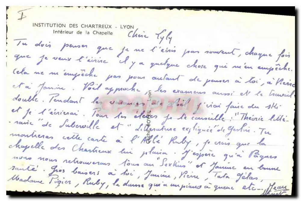 Innenansicht der Kapelle — Institution des Chartreux — Lyon - Rückseite