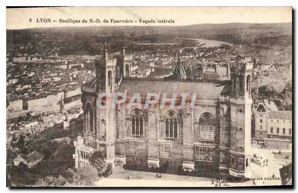 LYON — Basílica N.-D. de Fourvière — Facha lateral — Chircky, n°8 - Frente