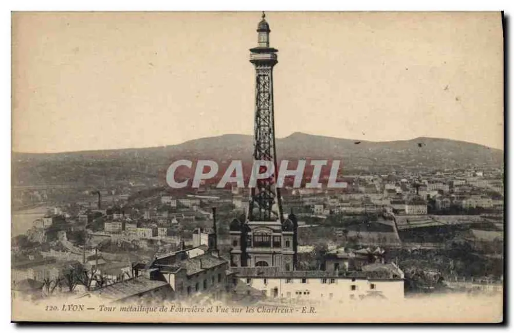 LYON — Metallische Turm von Fourvière und Aussicht auf die Chartreux — E.R. - Vorderseite