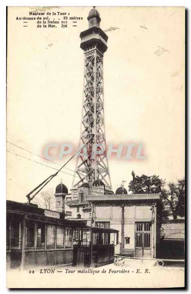 LYON — Torre metálica de Fourvière - E. R. - Frente