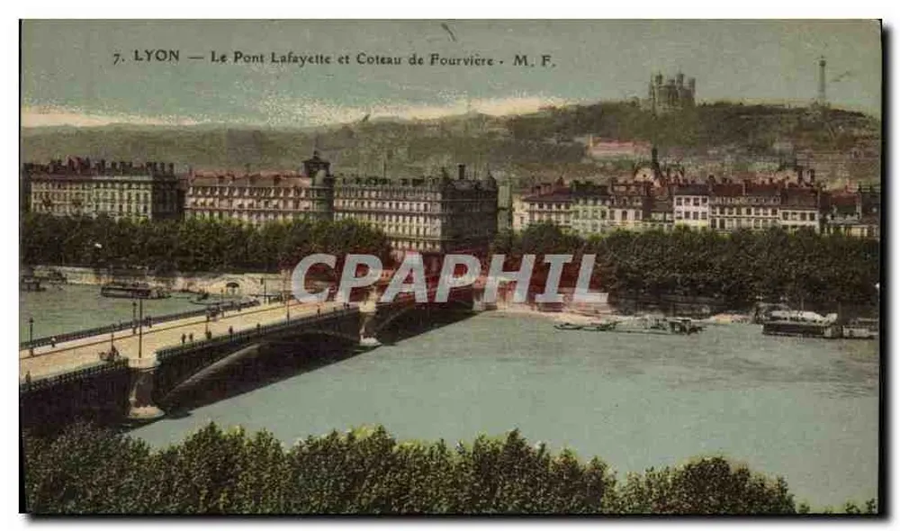 LYON — Der Lafayette-Brücke und Fourvière-Hügel — M. F. - Vorderseite