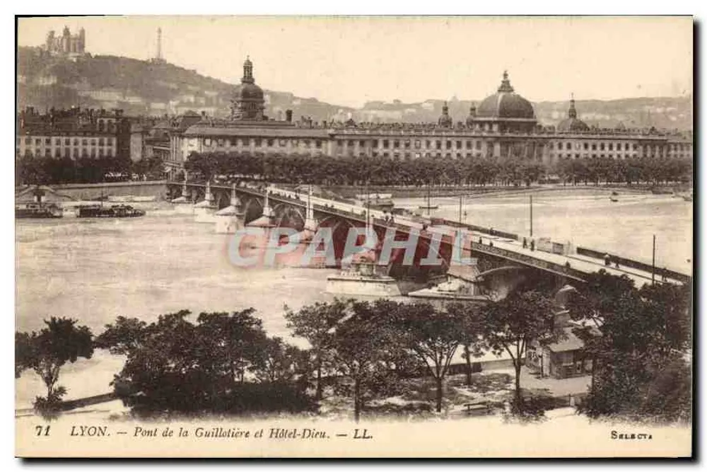 LYON — Brücke Guillotière und Hôtel-Dieu — SELECTA - Vorderseite