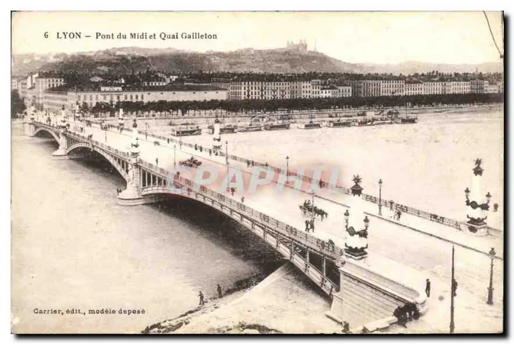 LYON — Ponte do Meio e Quai Gailloton — Carrier, editor, modelo depositado - Frente