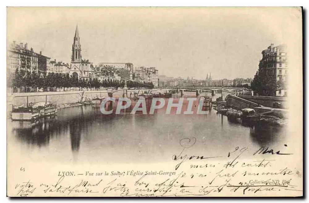 LYON — Ansicht über die Saône; die Kirche Saint-Georges — Verlag: Paris — Nr. 65 - Vorderseite