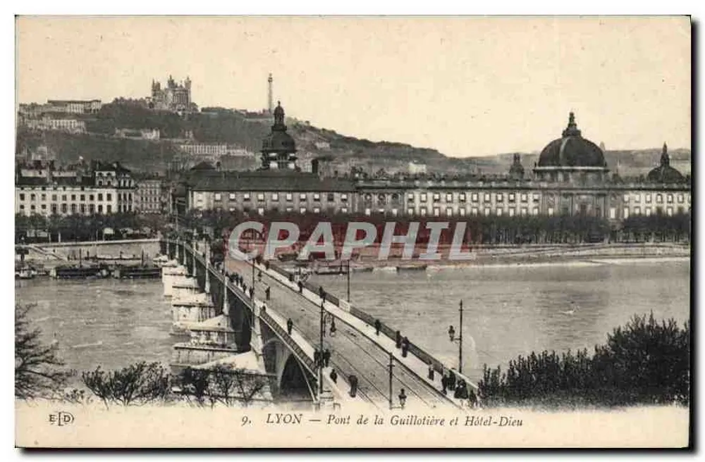 LYON — Pont de la Guillotière und Hôtel-Dieu - Vorderseite