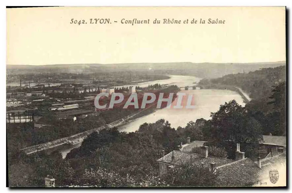 LYON — Conflito do Rio Rhône e da Saône — Editor: Veuve Lyon, n° 5042 - Frente