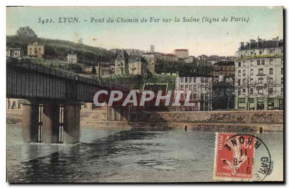 LYON - Eisenbahnbrücke über die Saône (Linie nach Paris) — anonymer Verleger, Nr. 5421 - Vorderseite