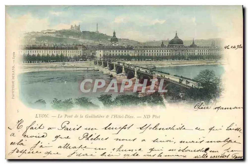 LYON — Der Guillotière-Brücke & das Hôtel-Dieu — Verlag: Papeterie Icelano, Nr. 5 - Vorderseite