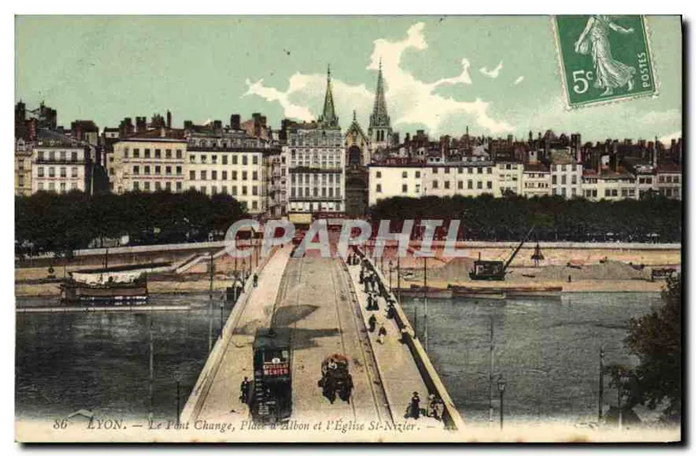 LYON — Der Pont Change, Place d'Albon und die Kirche St-Nizier — Unbekannter Verlag, Nr. 86 - Vorderseite