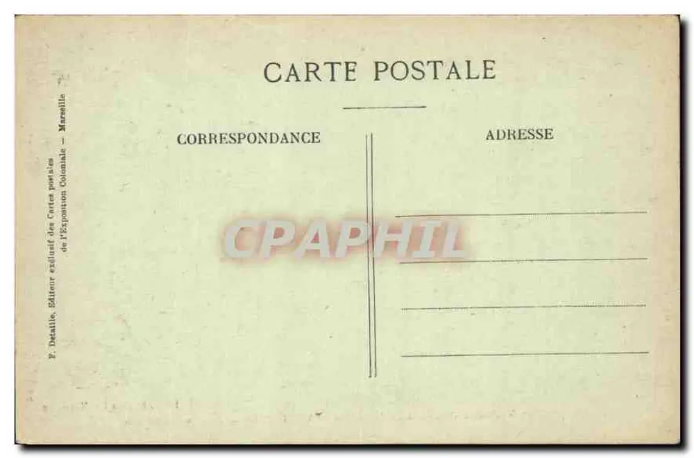 Nationalkolonialausstellung Marseille 1922 — Das Palais der Westafrika — Foto F. Detaillé, Marseille - Rückseite