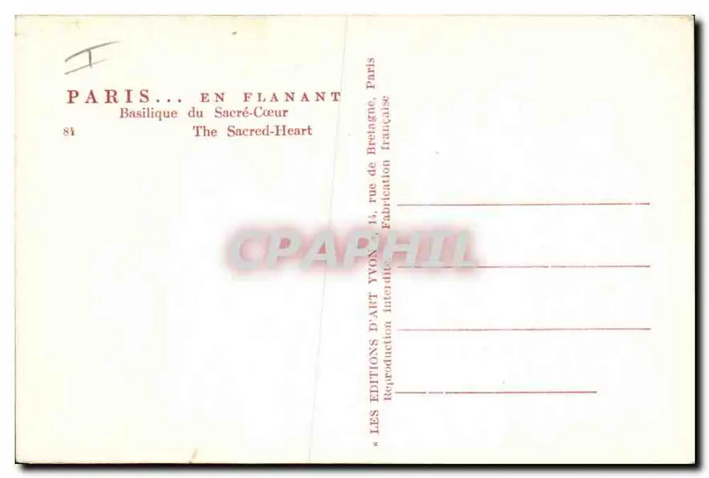 Basilika des Heiligen Herzens — Paris — Les Editions d'Art Yvon - Rückseite