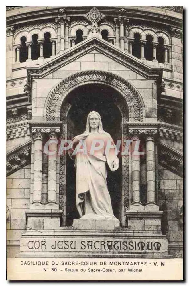 Basilika des Heiligen Herzens von Montmartre — Statue des Heiligen Herzens von Michel — Nr. 30 — Verlag V. N. - Vorderseite