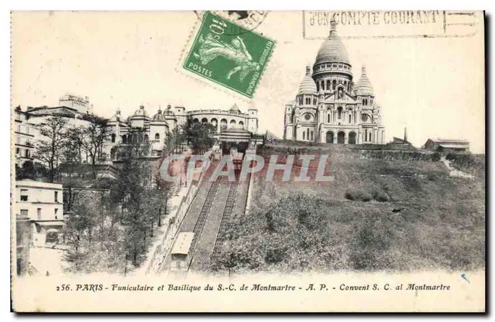 PARIS - Seilbahn und Basilika des hl. S. C. von Montmartre - A. P. - Konvent S. C. al Montmartre - Vorderseite