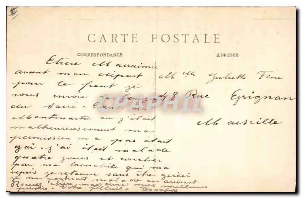 Paris, vom Sacré-Cœur von Montmartre — J.H. Einlieferung - Rückseite