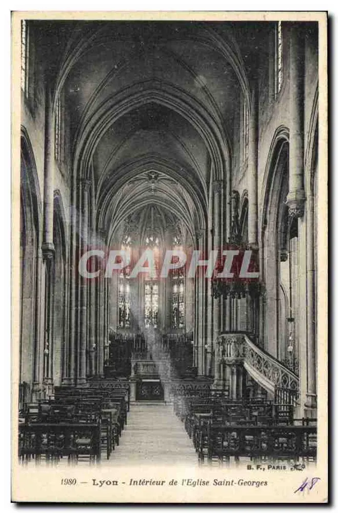Lyon — Binnenkant van de Kerk van Sint-Georges — B. F., Parijs, n° 47 - Voorkant