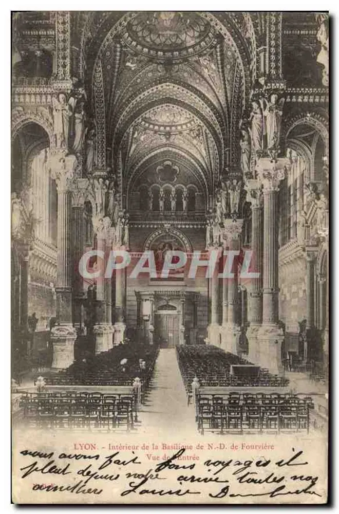 LYON - Innenansicht der Basilika Notre-Dame de Fourvière - Ansicht der Eingangstür - Vorderseite