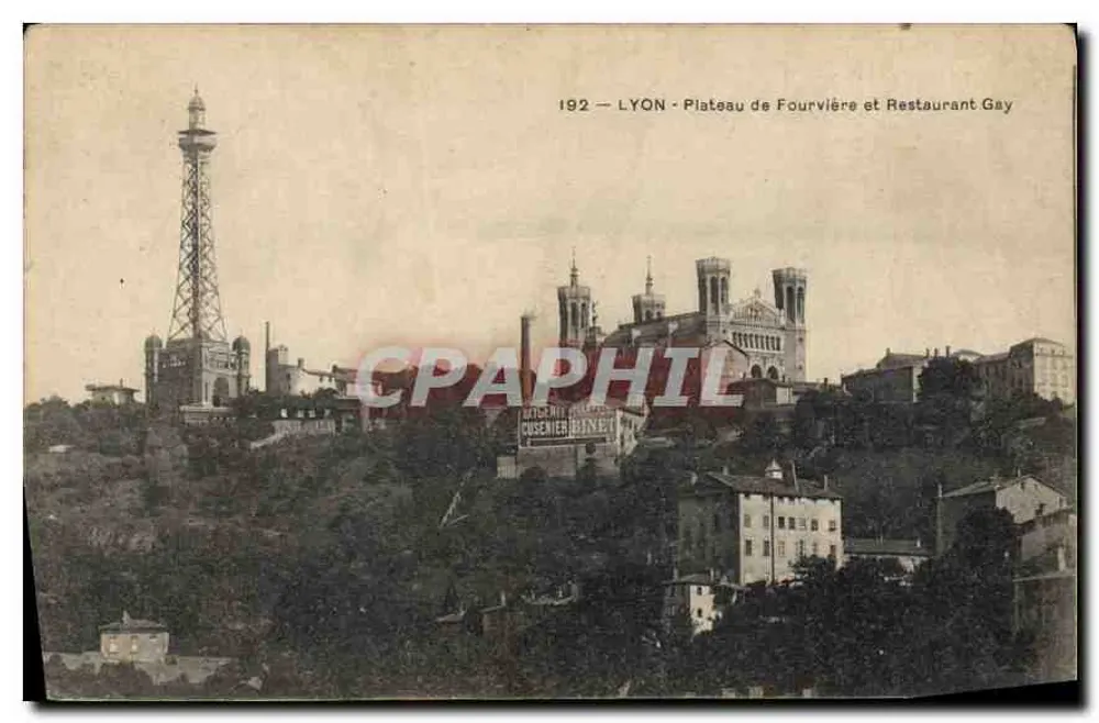 LYON - Plateau de Fourvière und Restaurant Gay — unbekannter Verleger, Nr. 192 - Vorderseite