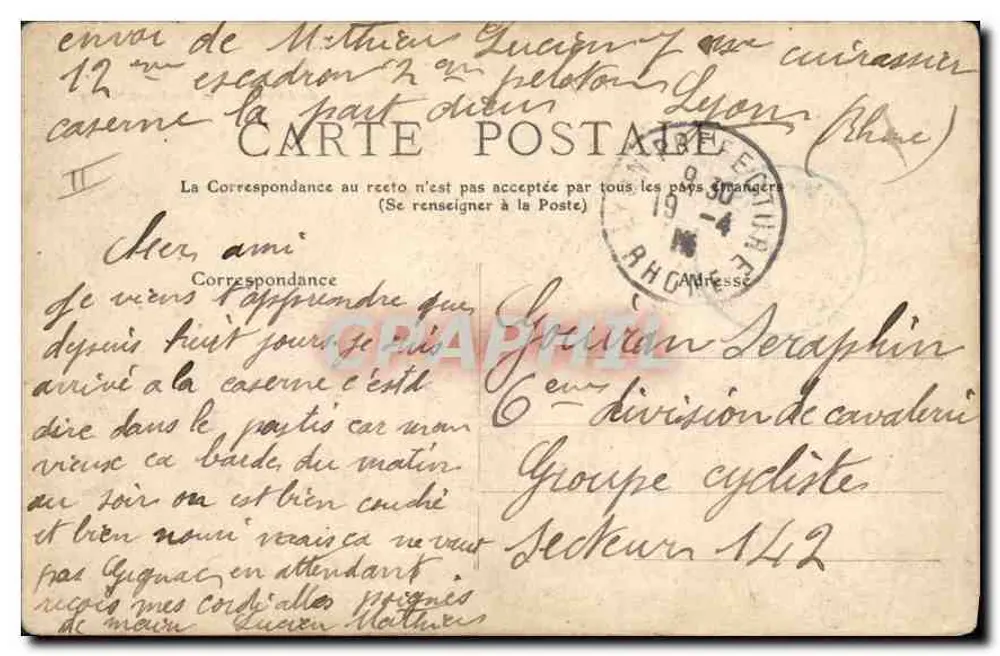 LYON - Plateau de Fourvière und Restaurant Gay — unbekannter Verleger, Nr. 192 - Rückseite