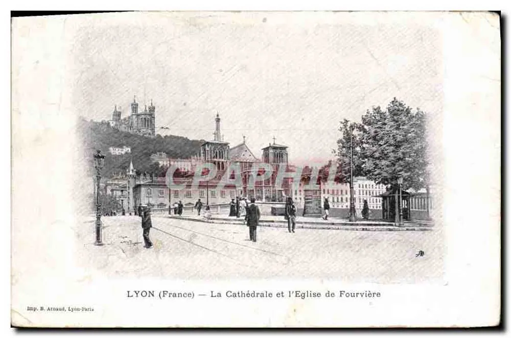 LYON (Frankreich) — Die Kathedrale und die Kirche von Fourvière — Imp. B. Arnaud, Lyon-Paris - Vorderseite