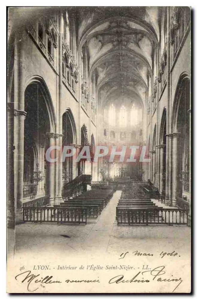 LYON - Interior de la Iglesia de San Nizier - LL. n°46 - Anverso