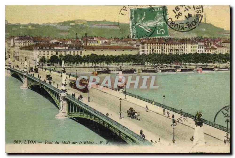 LYON — Ponte do Meio sobre o Rio Ródano — E. R. - Frente