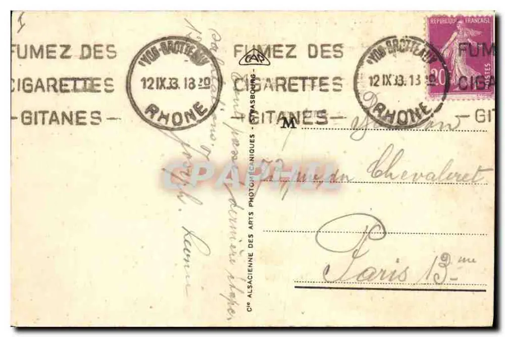 LYON - Quai de Bondy — widok panoramiczny z wzniesieniem Fourvière — wydawca Cie Alsacienne des Arts Photographiques - Rewers
