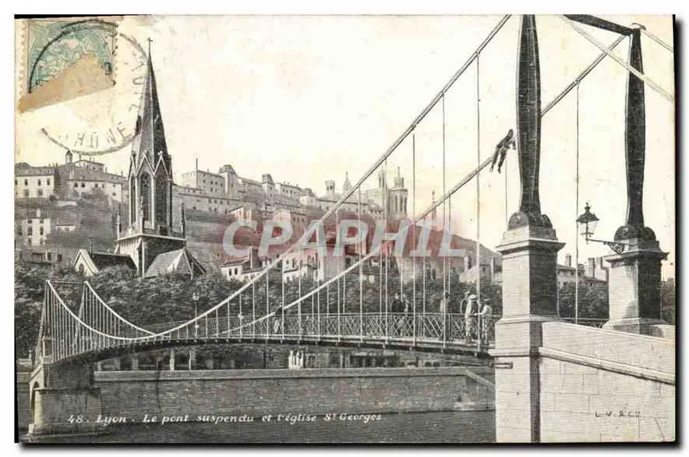 Lyon - Die Hängebrücke und die Kirche St-Georges — L.V. & Cie, Nr. 48 - Vorderseite
